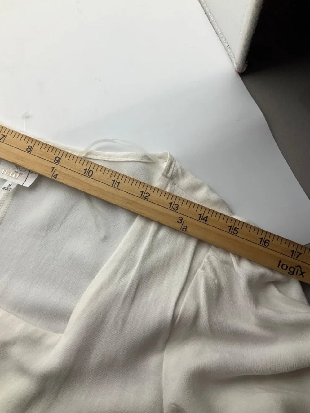 New Naif Anthropologie S Cream Flowy Button Short Dress Linen Blend Minimalist - Picture 9 of 13